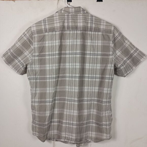 Calvin Klein Jeans Mens Tan Plaid Short Sleeve Shirt L Casual Preppy Summer - Picture 5 of 5